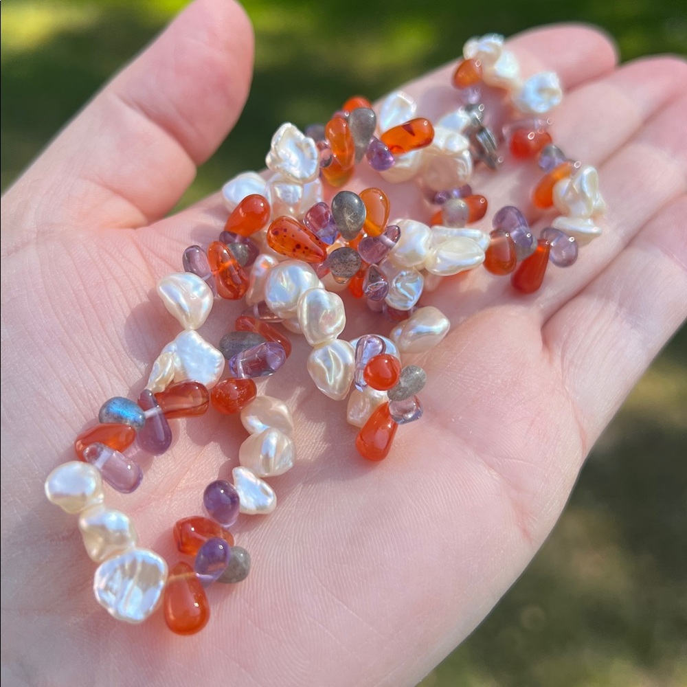 Honora Pearl Amethyst Carnelian Labradorite Gemstone Sterling Silver Necklace